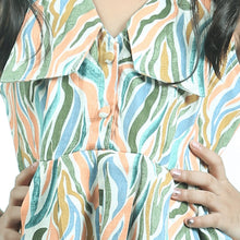 Yellow color print cotton peter pan collar dress