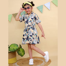 Beige & Black Floral Print Short Sleeve Shirt Dress