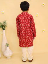 Boys Abstract Printed Cotton Kurta with Pyjama