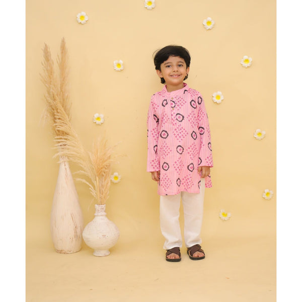 Boys Ethnic Motifs Printed Cotton Kurta with Pyjama