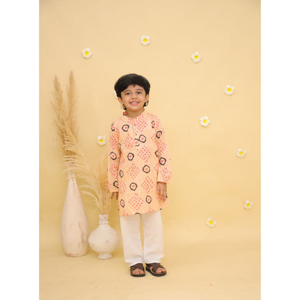Boys Paisley Printed Regular Pure Cotton Kurta With Pyjamas