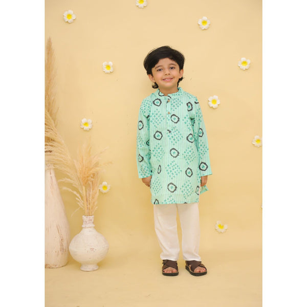 Boys Ethnic Motifs Printed Cotton Kurta with Pyjama