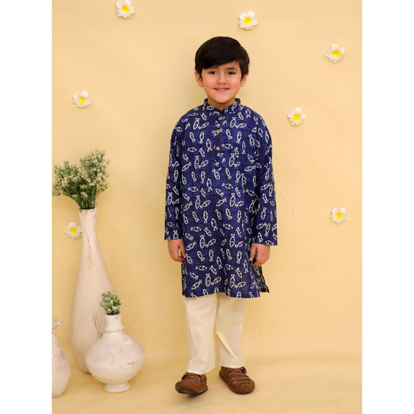 Boys Bandhani Printed Regular Pure Cotton Kurta With Pyjamas