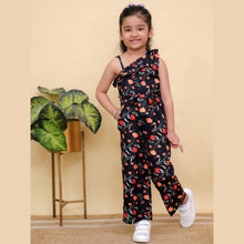 Black Floral Print Sleeveless Jumpsuit