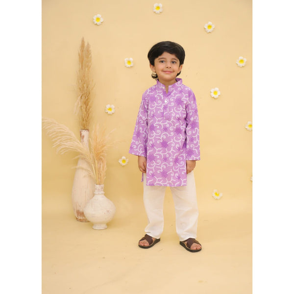 Boys Ethnic Motifs Printed Regular Pure Cotton Kurta with Pyjamas
