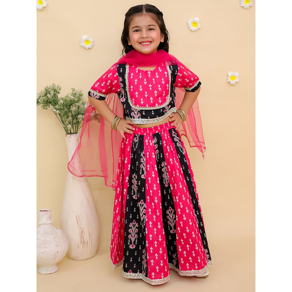 Girls Printed Cotton Ready to Wear Lehenga & Blouse With Dupatta