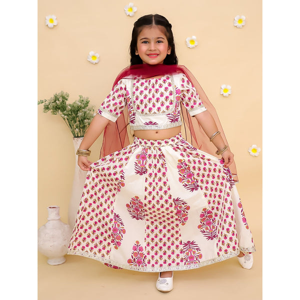 Girls Printed Cotton Ready to Wear Lehenga & Blouse With Dupatta
