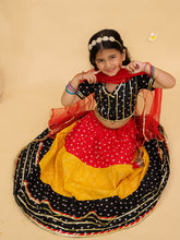 Girls Printed Ready To Wear Cotton Lehenga Blouse & Dupatta With Dandiya