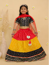 Girls Printed Ready To Wear Cotton Lehenga Blouse & Dupatta With Dandiya