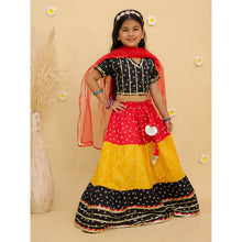 Girls Printed Ready To Wear Cotton Lehenga Blouse & Dupatta With Dandiya