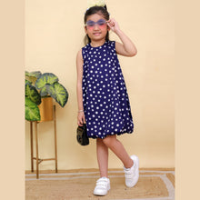 Navy Blue Floral Print Sleeveless Dress