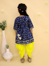 Girls Animal Printed Cotton Anarkali Kurta with Dhoti Pants