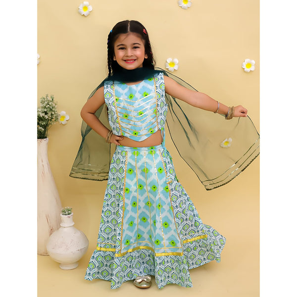 Girls Printed Foil Print Ready to Wear Lehenga & Blouse With Dupatta