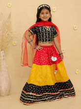 Girls Printed Ready To Wear Cotton Lehenga Blouse & Dupatta With Dandiya