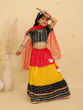 Girls Printed Ready To Wear Cotton Lehenga Blouse & Dupatta With Dandiya