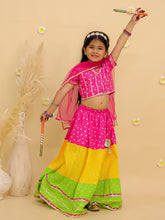 Girls Printed Ready To Wear Cotton Lehenga Blouse & Dupatta With Dandiya