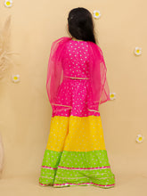 Girls Printed Ready To Wear Cotton Lehenga Blouse & Dupatta With Dandiya