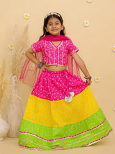 Girls Printed Ready To Wear Cotton Lehenga Blouse & Dupatta With Dandiya