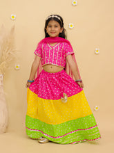 Girls Printed Ready To Wear Cotton Lehenga Blouse & Dupatta With Dandiya