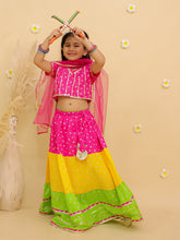 Girls Printed Ready To Wear Cotton Lehenga Blouse & Dupatta With Dandiya