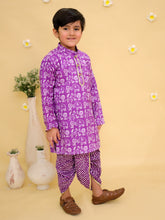 Boys Bandhani Printed Regular Pure Cotton Kurta with Dhoti Pants