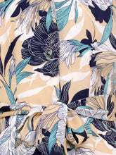 Beige & Black Floral Print Short Sleeve Shirt Dress