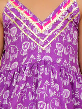 Girls Animal Printed Cotton Anarkali Kurta with Dhoti Pants