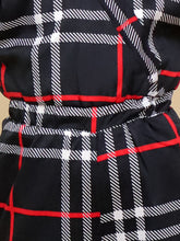 Black and Red Check Pattern Plaid Jumpsuit with Side Ties