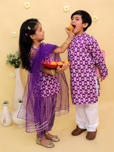 Girls Floral Printed Pure Cotton Kurti with Patiala & Dupatta