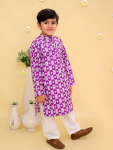 Boys Geometric Printed Cotton Kurta with Pyjamas