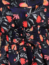 Black Floral Print Bell Sleeves Cold Shoulder Dress