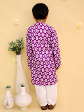Boys Geometric Printed Cotton Kurta with Pyjamas