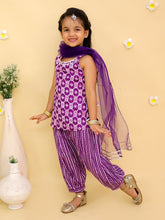 Girls Floral Printed Pure Cotton Kurti with Patiala & Dupatta