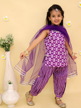Girls Floral Printed Pure Cotton Kurti with Patiala & Dupatta