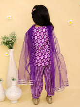 Girls Floral Printed Pure Cotton Kurti with Patiala & Dupatta