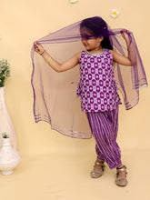 Girls Floral Printed Pure Cotton Kurti with Patiala & Dupatta