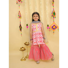 Girls Printed Angrakha Gotta Patti Pure Cotton Kurti with Sharara & With Dupatta