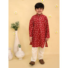 Boys Abstract Printed Cotton Kurta with Pyjama