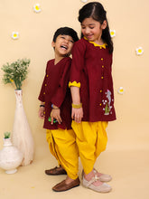 Girls Animal Embroidered Regular Thread Work Pure Cotton Kurti with Dhoti Pants