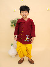 Girls Animal Embroidered Regular Thread Work Pure Cotton Kurti with Dhoti Pants
