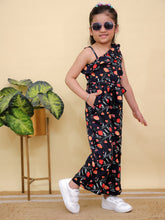 Black Floral Print Sleeveless Jumpsuit
