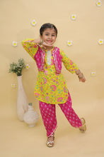 Girls Floral Printed Round Neck Pure Cotton Kurta With Dhoti Pant & Waistcoat
