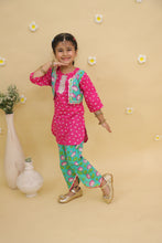 Girls Floral Printed Round Neck Pure Cotton Kurta With Dhoti Pant & Waistcoat