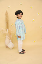 Boys Striped Knee Length Regular Pure Cotton Straight Kurta with Pyjamas