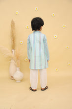 Boys Striped Knee Length Regular Pure Cotton Straight Kurta with Pyjamas