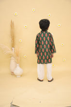 Boys Ikat Printed Mandarin Collar Regular Pure Cotton Kurta with Pyjamas