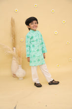 Boys Floral Printed Full Sleeve Pure Cotton Kurta with Pyjamas