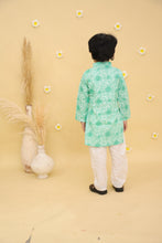 Boys Floral Printed Full Sleeve Pure Cotton Kurta with Pyjamas