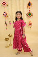 Girls Bandhani Printed Pure Cotton Anarkali Kurti with Sharara