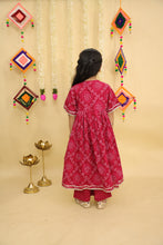 Girls Bandhani Printed Pure Cotton Anarkali Kurti with Sharara